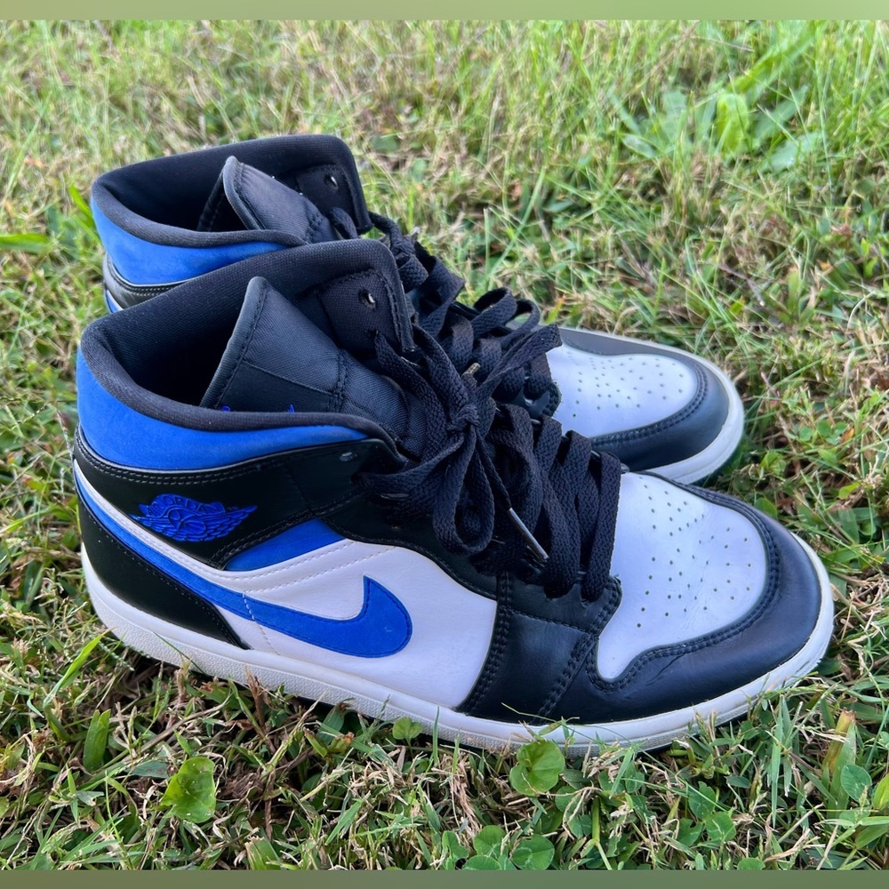 Jordan Nike Men's Air 1 Mid GS Racer Blue/Black Athletic Shoes Size 8.5